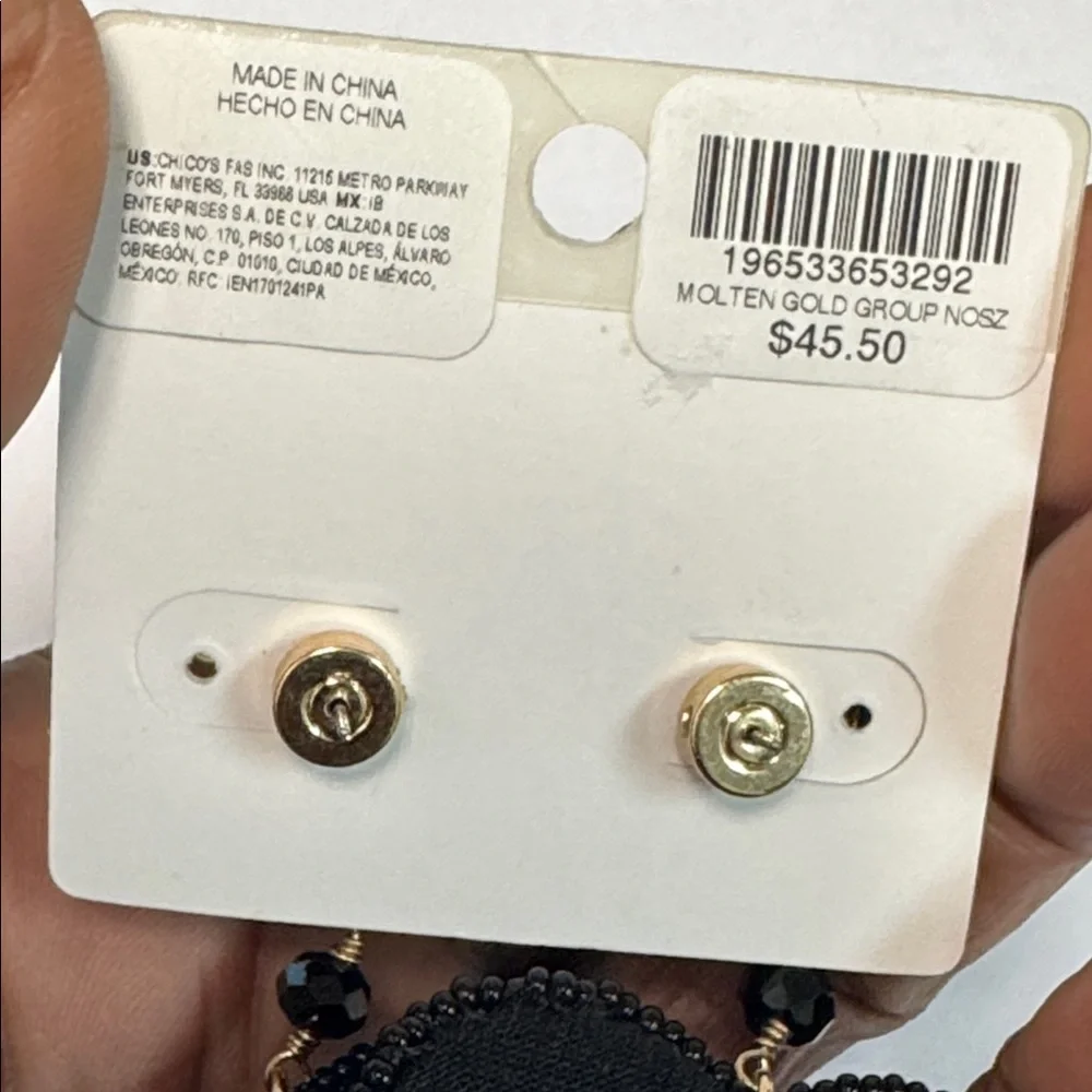 Chico’s Beaded Heart & Eye Dangle Earrings